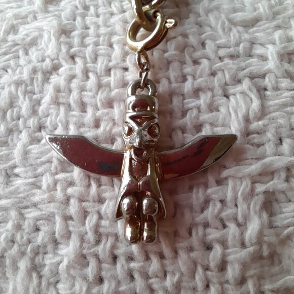 Vintage Charm Bracelet Eagle Totem Salmon Bear Gold Tone Diamonds International - Picture 6 of 15